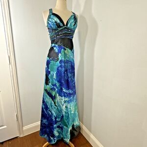 Cache Dress Womens 0 Satin Beaded Babydoll Psychedellic Whimsigoth Hoco Y2K 90s